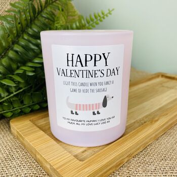 Personalised Funny Dachshund Valentines Candle Gift, 2 of 12
