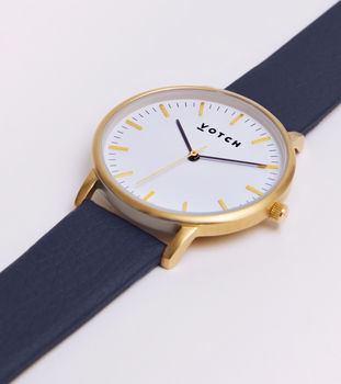 New Collection Gold Vegan Leather Watch, 11 of 12