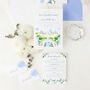 Dusty Blue Wedding Invitations With Venue Painting, thumbnail 2 of 4