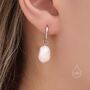 Sterling Silver Rectangular Hoops With Dangling Baroque Pearl Drop Earrings, thumbnail 6 of 10