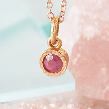 Ruby Rose/Gold Plated Silver July Birthstone Necklace, 2 of 6