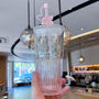 Pink Iced Coffee Glass With Lid And Straw, thumbnail 2 of 2
