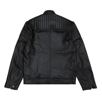 Mens Black Leather Biker Jacket, 5 of 9