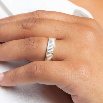 Personalised Mens Sterling Silver Ridged Spinning Ring, 2 of 12
