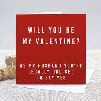 'Husband Be My Valentine' Red Valentine's Day Card By Slice of Pie ...