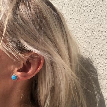 Turquoise Gemstone 925 Sterling Silver Stud Earrings, 2 of 4
