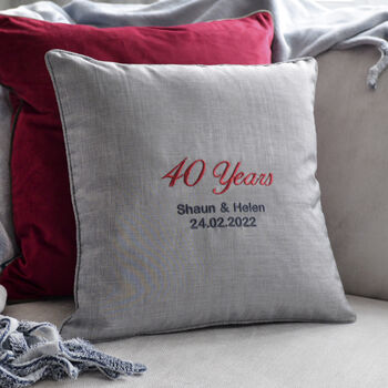 Personalised Ruby Anniversary Embroidered Cushion, 3 of 8
