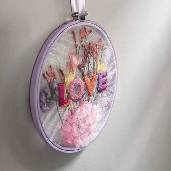 Floral ‘Love’ Embroidery Kit With Real Dried Flowers, 3 of 8