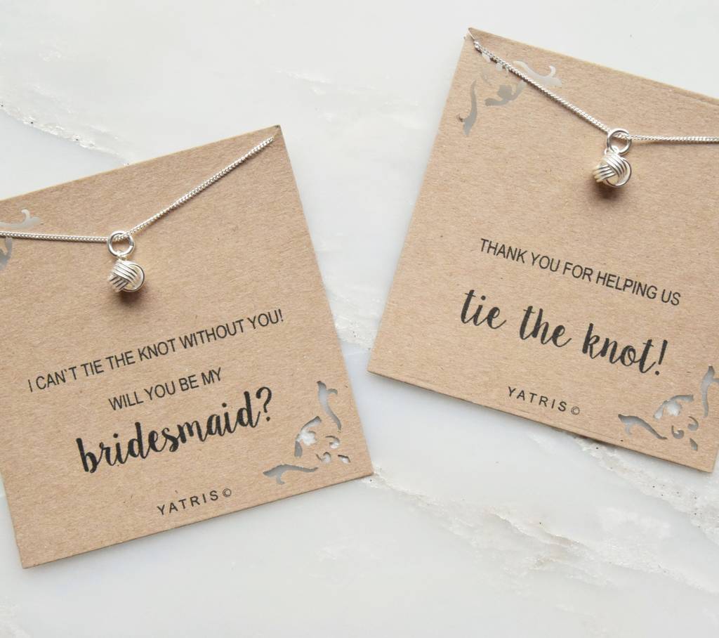Tie The Knot Bridesmaid Silver Necklace Gift Box By Yatris Tie The Knot Bridesmaid Silver Necklace Gift Box