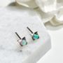 Tiny Sterling Silver Opal Earrings, thumbnail 1 of 2