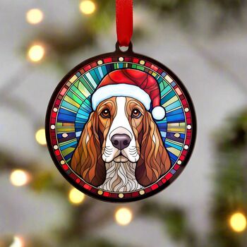 Basset Hound In Santa Hat Suncatcher Decoration, 6 of 6