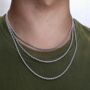 Mens 2mm Steel Silver Rope Chain Necklace For Men, thumbnail 8 of 10