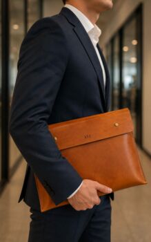 Personalised A4 Tan Leather Documents Folder, 4 of 10