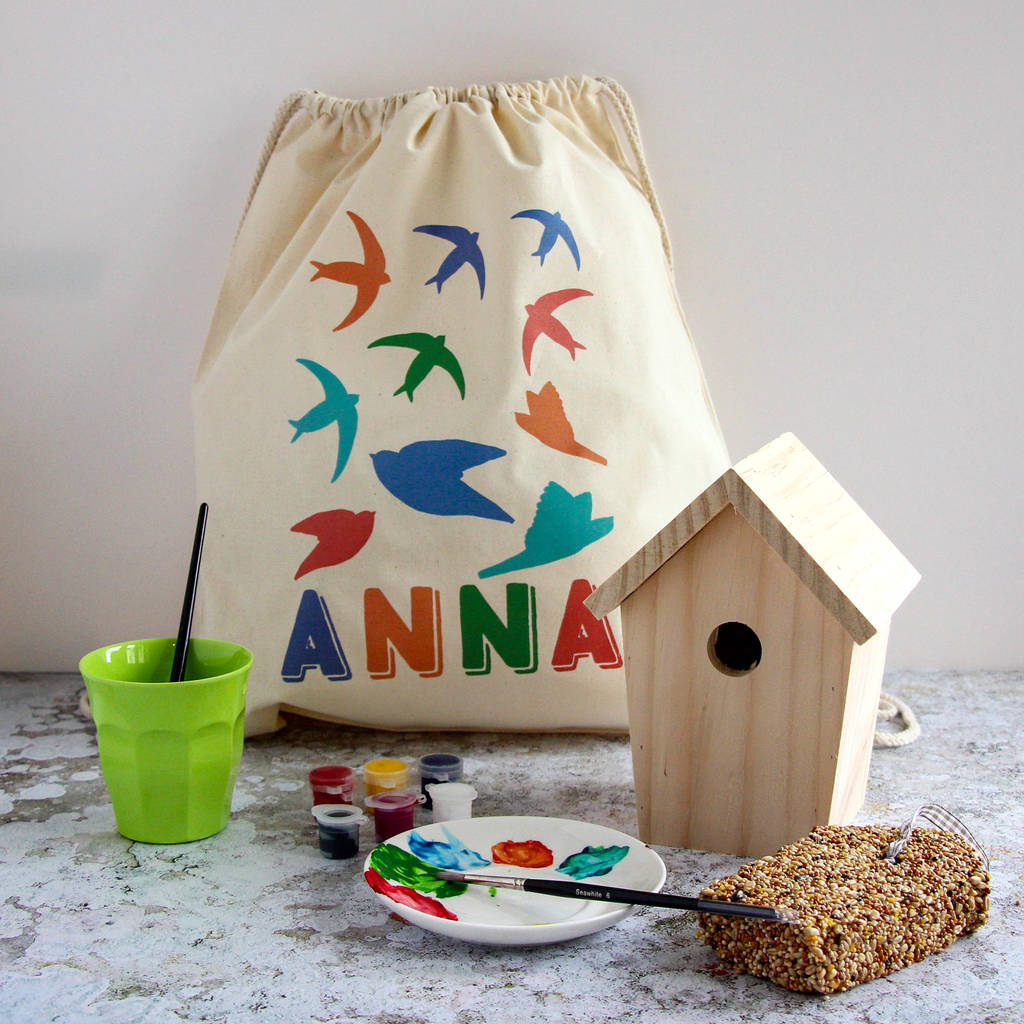 paint your own wooden birdhouse activity kit by snapdragon