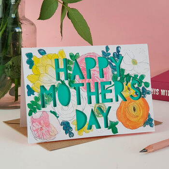 Happy Mother's Day Spring Floral Paper Cut Card, 3 of 6