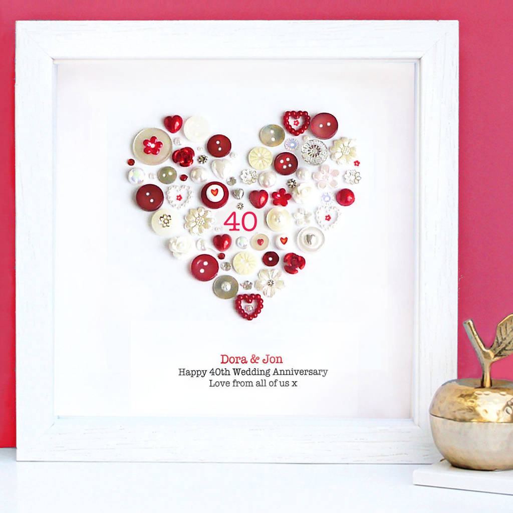 personalised ruby  anniversary  button heart by sweet dimple 