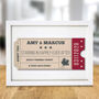 Personalised Couples Cinema Ticket A4 White Framed Print, thumbnail 2 of 3