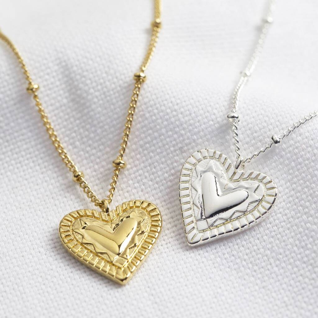 Etched Heart Pendant Necklace By Lisa Angel
