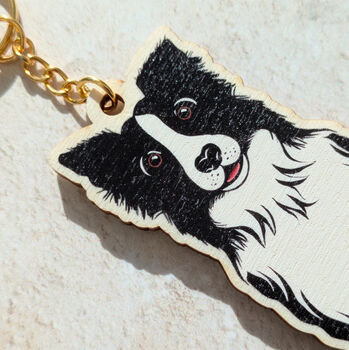 Collie Dog Wooden Keyring With Optional Christmas Card, 7 of 9