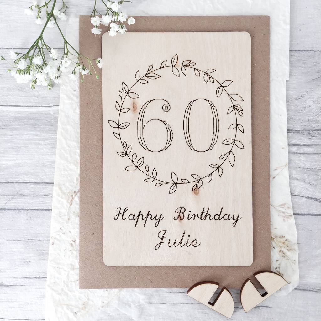 personalised 60th birthday wooden card by jayne tapp design ...