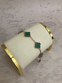 Rose Gold Green Clover Bracelet, 2 of 6
