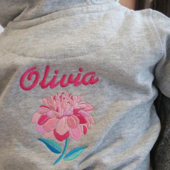 Personalised Embroidered Flower Hooded Top For Baby, 2 of 3