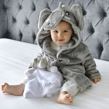 Personalised Elephant Gown And Elephant Comforter Set, 4 of 12
