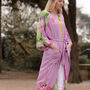 Buddleia Viscose Kimono Robe With Floral Print, thumbnail 6 of 7