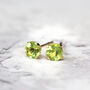 14k Solid Gold Peridot Stud Earrings, thumbnail 7 of 10