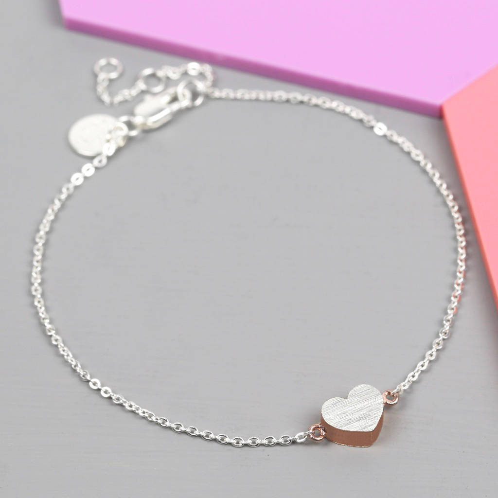 brushed heart pendant bracelet by lisa angel