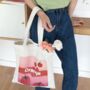 Large Canvas Tote Bag With Orange Summer Style, thumbnail 2 of 4