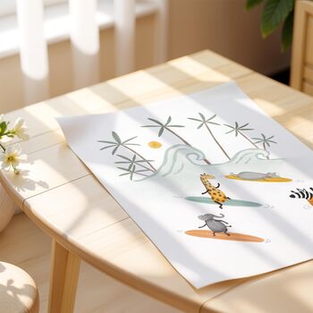 Animal Surf School Children's Art Print, 3 of 3