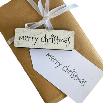 Large White Merry Christmas Rubber Crafting Stamp, 2 of 7