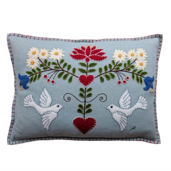 Hand Embroidered Alpine Doves Cushion, 2 of 3