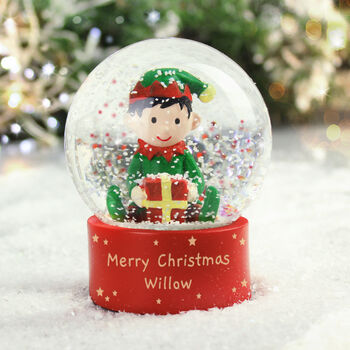 Personalised Christmas Elf Snow Globe For Kids, 3 of 6
