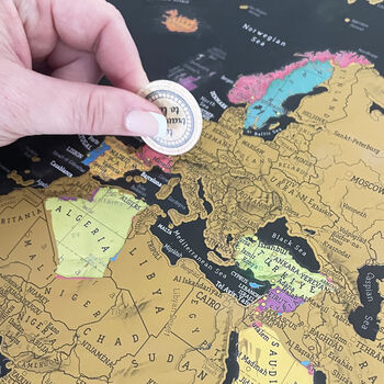 Scratch The World® Map Print Black Ocean With Flags Panel, 5 of 9