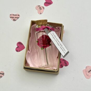 Tiny Pink Rose In A Bottle Personalised Mother’s Day Gift, 8 of 12