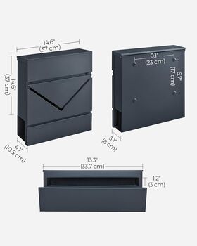 Wall Mounted Mailbox With Lock And Viewing Window, 2 of 8