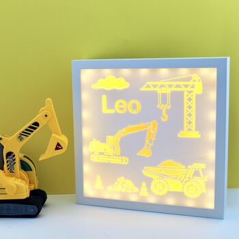 Personalised Digger Night Light Box Light, 2 of 6