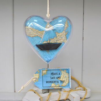 Personalised Map Sail Boat Message Heart, 4 of 12