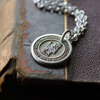 Personalised Silver Saint Christopher Necklace, 4 of 8