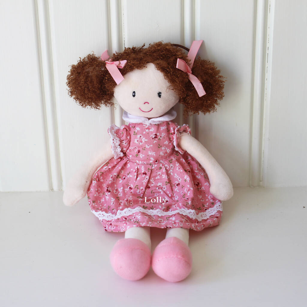Personalised Soft Toy Doll With Curly Hair By Lime Tree London