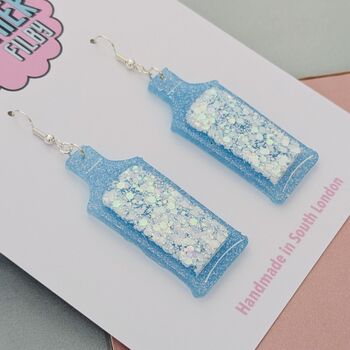 Gin Bottle Glitter Resin Earrings, 2 of 4