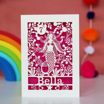 Personalised Papercut Mermaid Birthday Card, 5 of 5