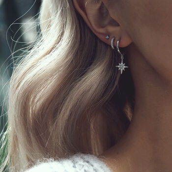 Dara. Sterling Silver Tiny Opal Stud Earrings, 3 of 5