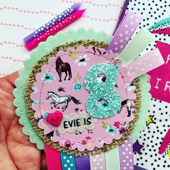 Personalised Pony Theme Birthday Rosette, 2 of 5