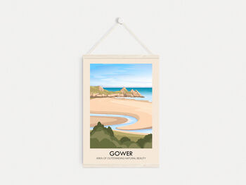 Gower Aonb Travel Poster Art Print, 6 of 8
