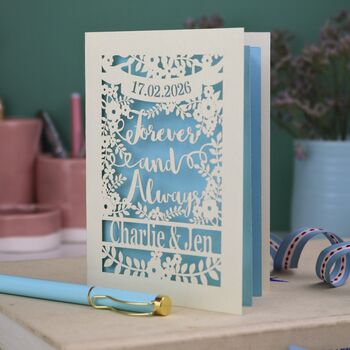 Personalised Papercut 'Forever And Always' Wedding Card, 6 of 8