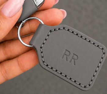Grey Leather Personalised Key Fob, Keyring, 2 of 6