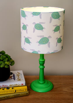 Fun And Colourful Turtle Patterned Drum Lampshade, 2 of 3